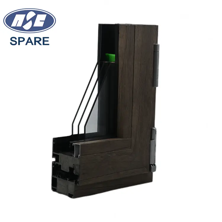 Fenêtre de grain de bois PU à triple vitrage